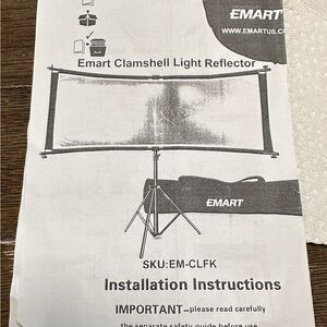 Emart Collapsible Clamshell Reflector : Stand - Black, White, Gold, Silver & Bag